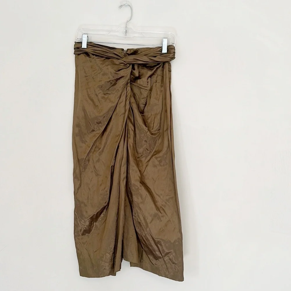 NWT$395 VINCE Metallic Twist Midi skirt women size 0